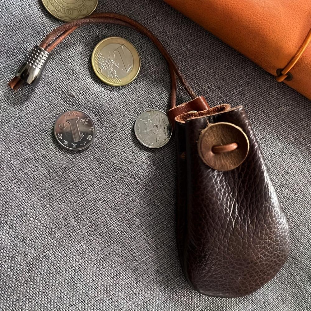 Leather Earphone & Coin Wallet, Minimalist Small Purse, Durable Casual Everyday Carry