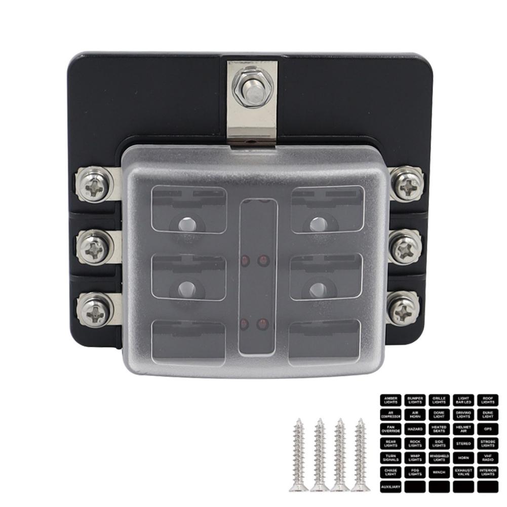 12V~24V 6/8/10/12/ Ways Blade Holder Fuse Relay Box Terminal Circuit Fuse Box with LED Warning Light Circuit Fuse Box Car Panel
