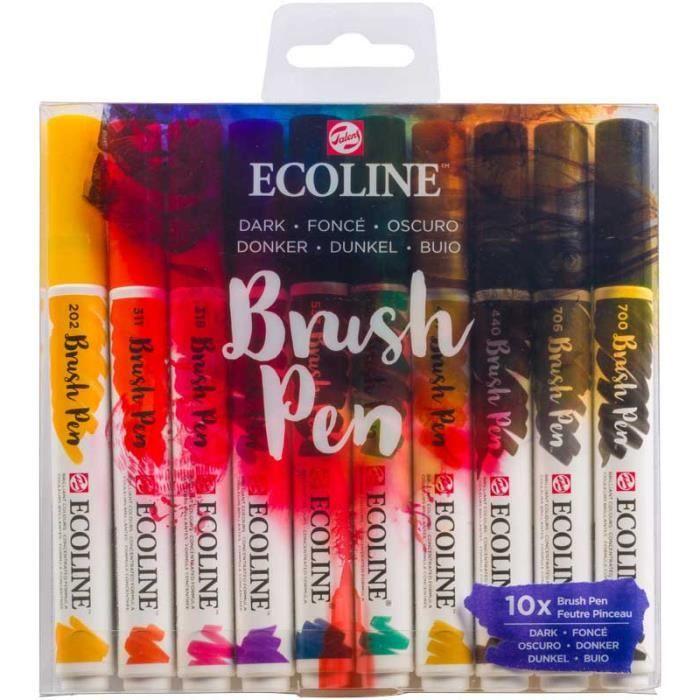 Talens stylos pinceaux Ecoline couleurs foncées 10 pcs