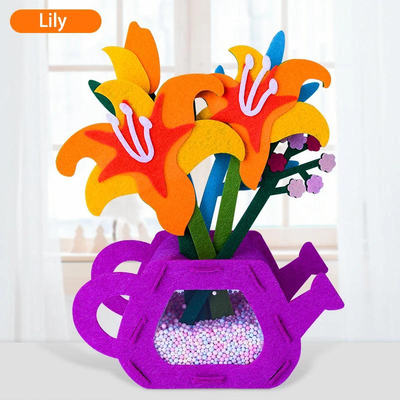 DO-IT-YOURSELF Flower Toys Montessori Arts Crafts Non-weaving Handicrafts Flowerpot Playthings Ideal for