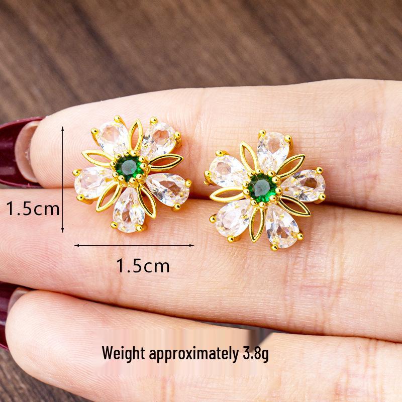Luxuriöse pastorale Zirkon-Blütenstecker - Damen Gold, Vielseitiger & Langlebiger farbechter Schmuck