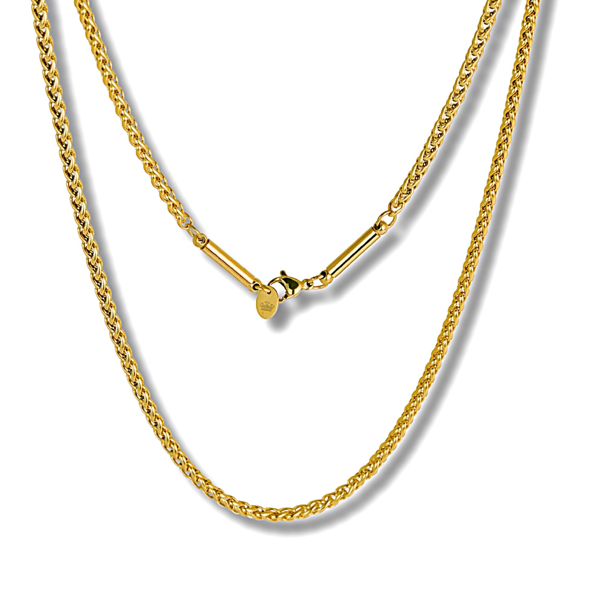 

MAYA&CANA Men s Magnetic Necklace, 3mm Thick, Silver/Gold/Rainbow, 200MT Surgical Stainless Steel, 44-59cm Chain (Gold, 49cm)
