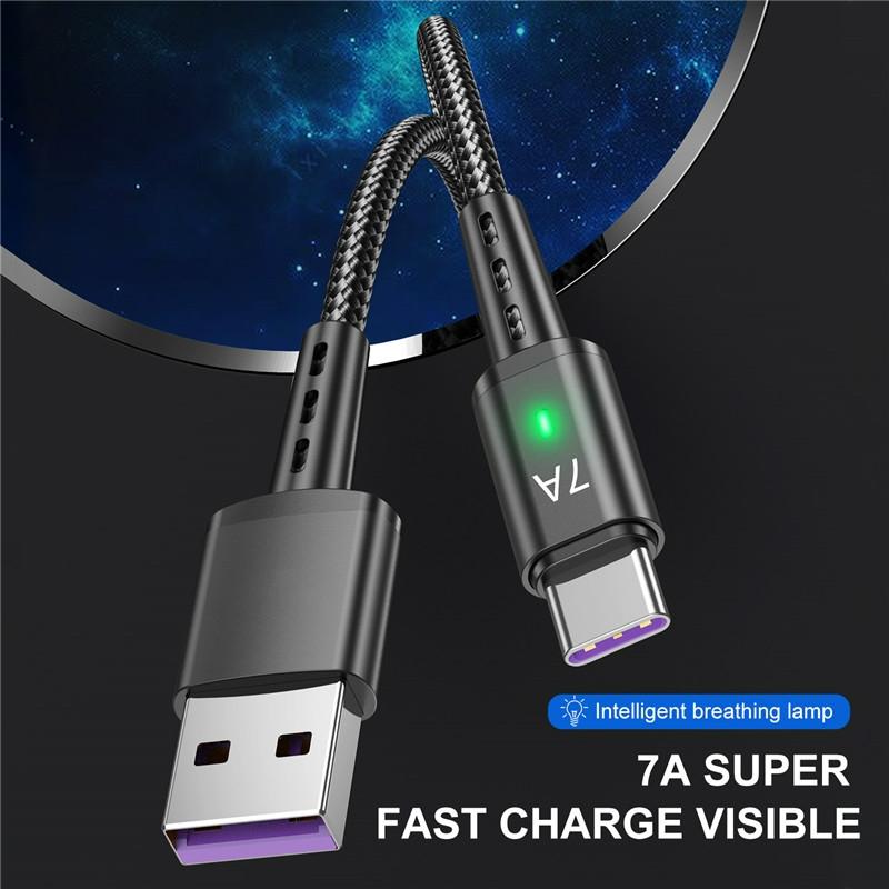 7A Fast USB Cable Type C Cable Fast Charging Data Cord Wire For MacBook Xiaomi Samsung USB To Type C Cable For Huawei