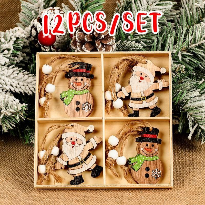 Christmas Dog Paw Double Layer Wooden Pendant Navidad Natal Noel Tree Pendant Merry Christmas Decor For Home 2025 New Year 2025