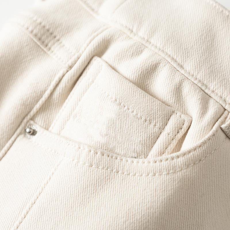 Women's Plus Size High-Waist Off-White Denim Jeans with Velvet Lining - Loose Fit Harem Style for Autumn/Winter 2024