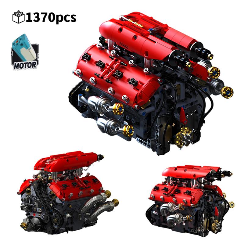 Non-Toxic V8 Turbo Engine Model 1370Pcs Building Blocks Motorized Mechanical Creative Desktop Decor Gift For Adults Kids