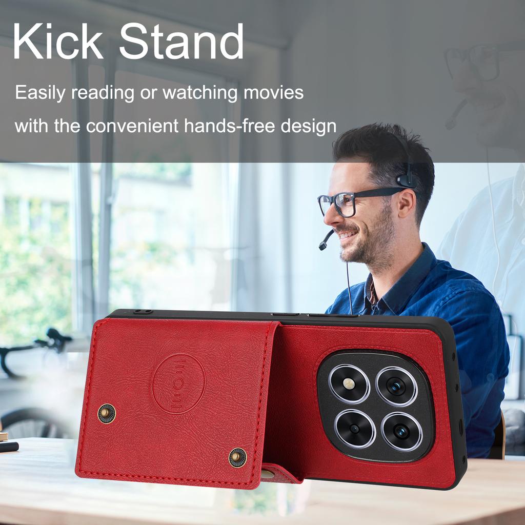 For Xiaomi Redmi Note 14 Pro+ 5G Case Card Slots Kickstand Leather+TPU Phone Cover