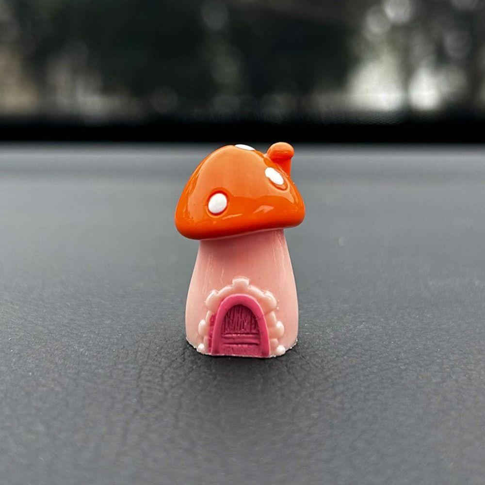

Micro Landscape Mushrooms Car Decoration Resin Mushroom House Miniature Figurines Car Accessories Style C