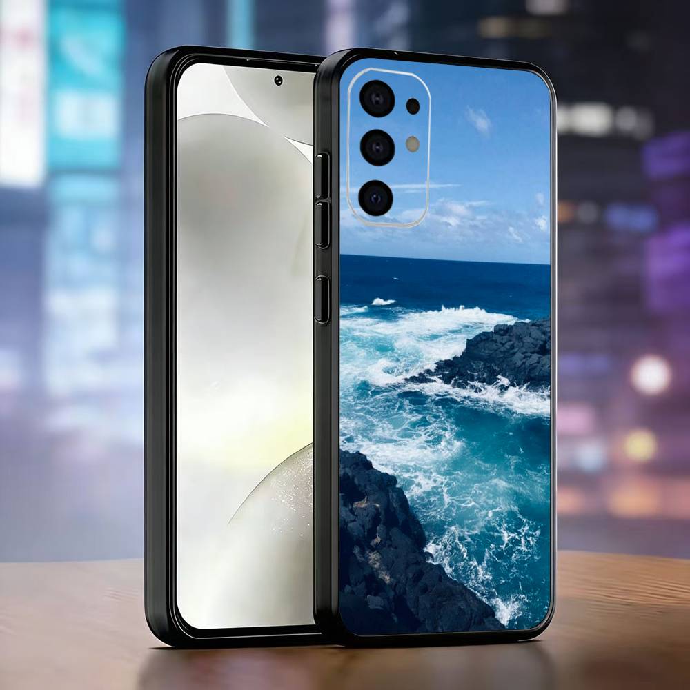 Marine landscape Phone Case Black Silicone Soft For Samsung S25,S24,S21,S22,S23,S30,Ultra,S20,Plus,Fe,Lite Samsung S205G
