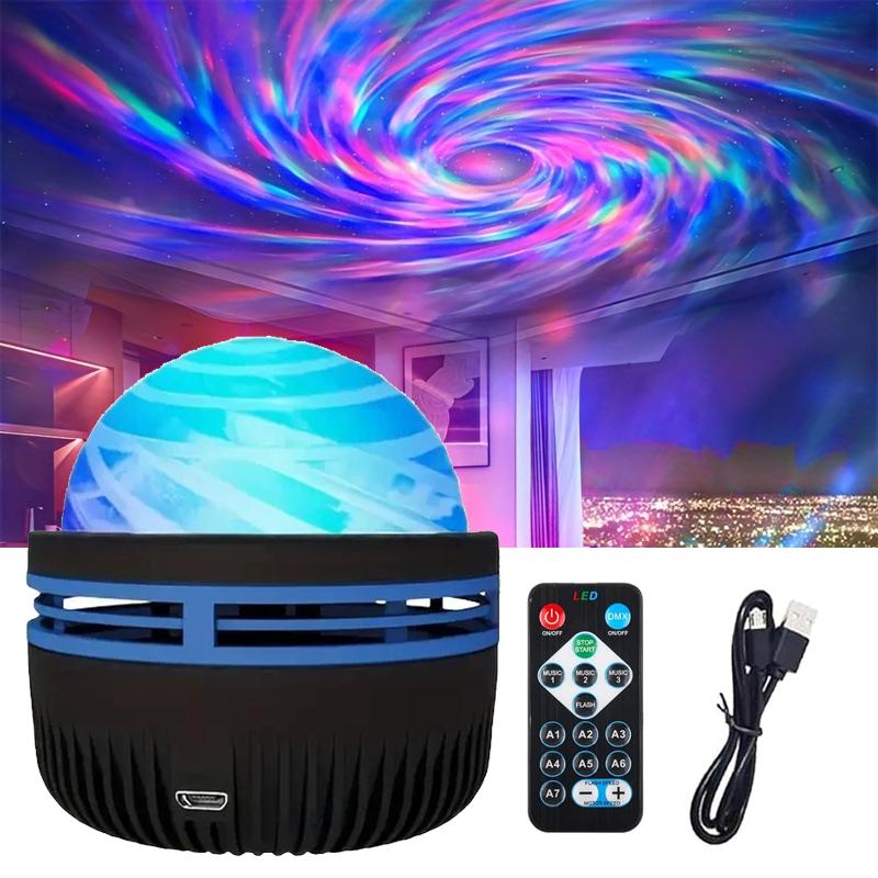 LED Night Lights Starry Projector Galaxy Ocean Wave Projector with Remote Control USB Aurora Lights 360° Rotating Lighting Party