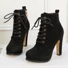 Fashion High Heel Sexy Spring Autumn British Style Lace Up Waterproof Platform Women Party Wedding Pumps Single Shoes Boots Women