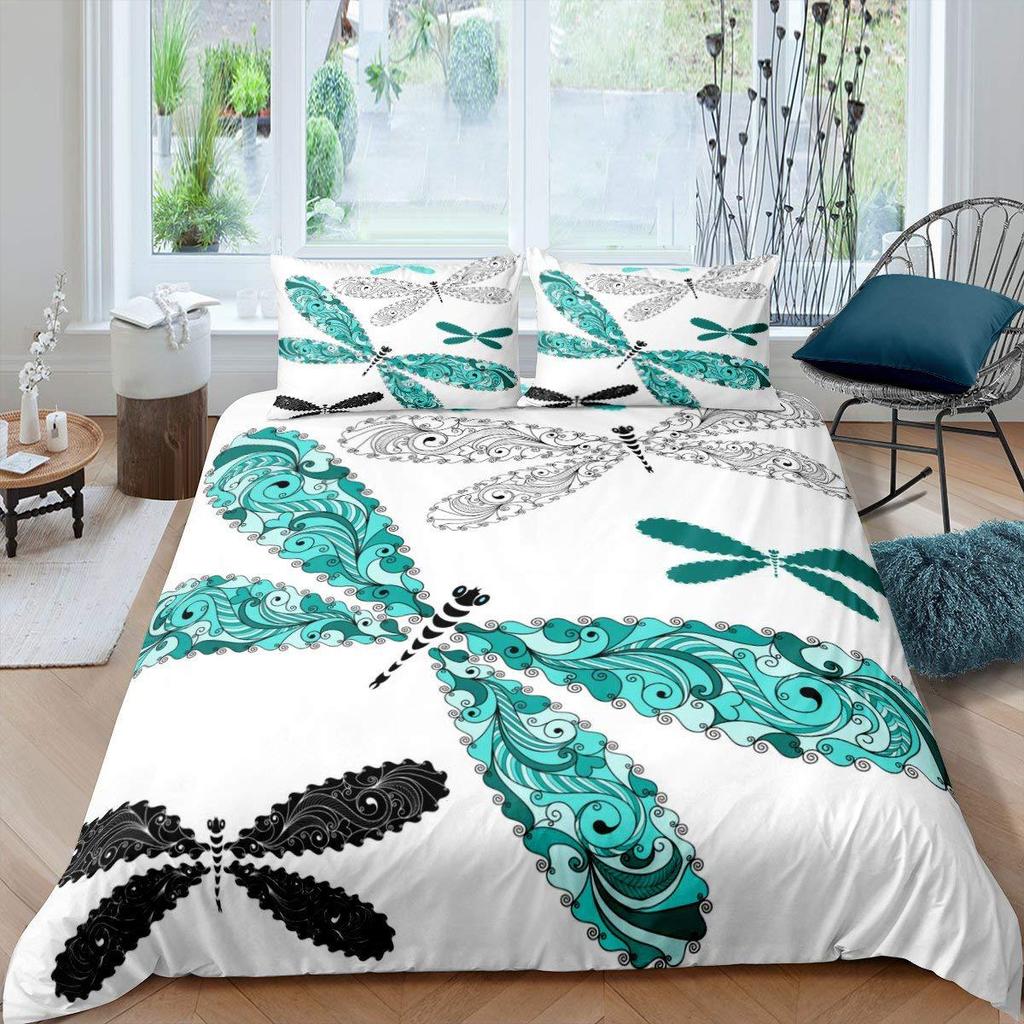 Dragonfly Printed Duvet Set Insect Animal Bedding Set For Bedroom Room Decoration Kit