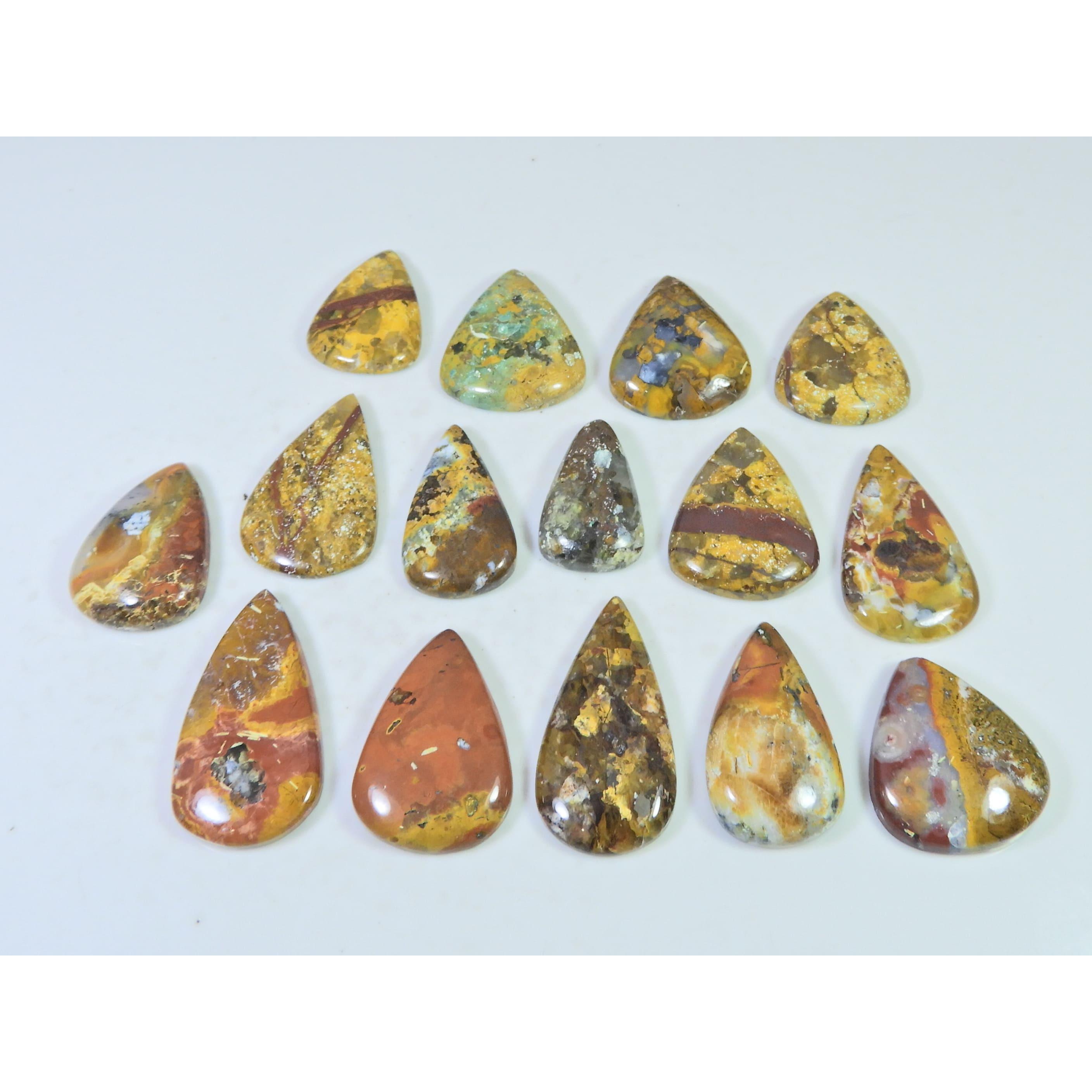 

261 Карат. Натуральный лесной агат, кабошон грушевидной формы, россыпной драгоценный камень, лот из 15 шт. C-1962
