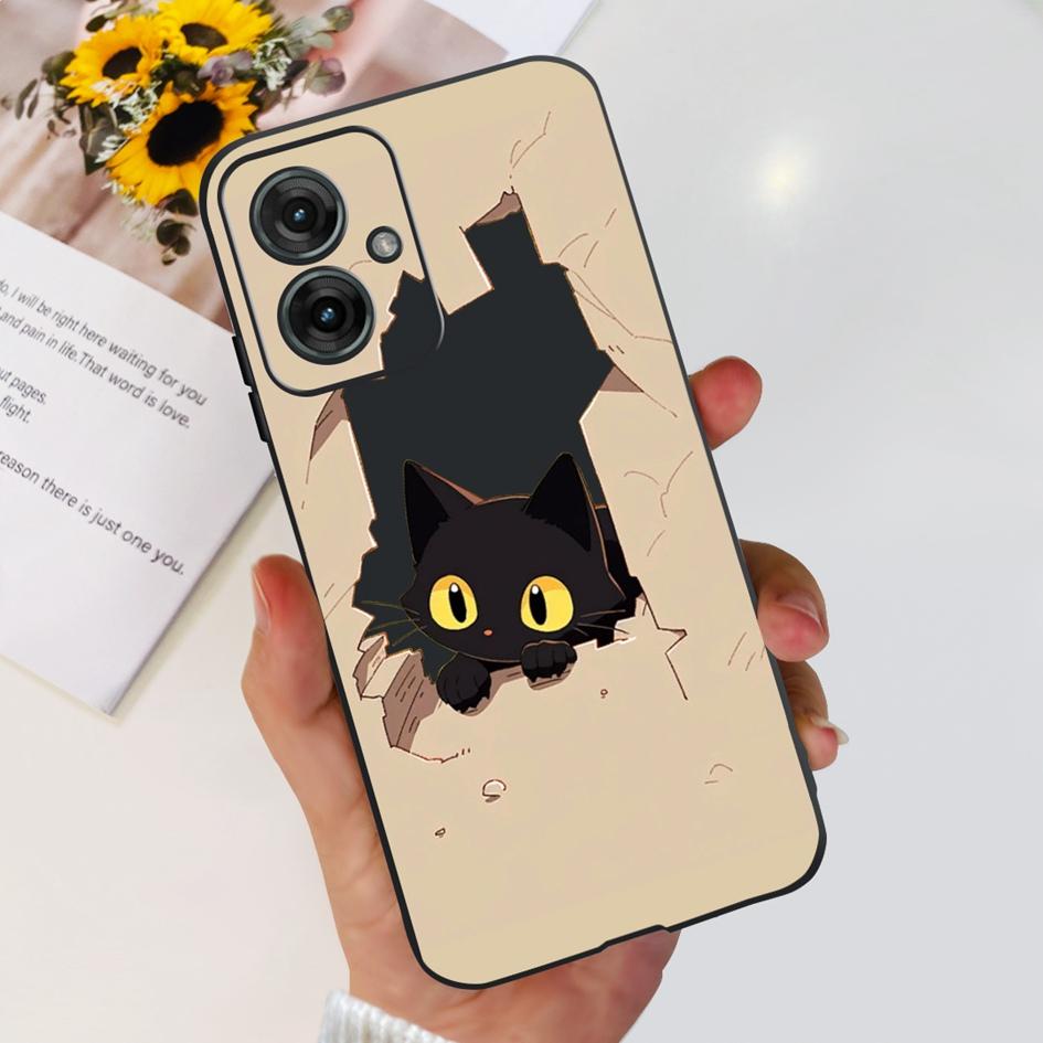 Für Motorola Moto G55 5G Hülle Niedliche Cartoon Katze Tiere Weiches Silikon Stoßfeste TPU Rückseite Handyhülle Für MotoG55 G 55 Funda