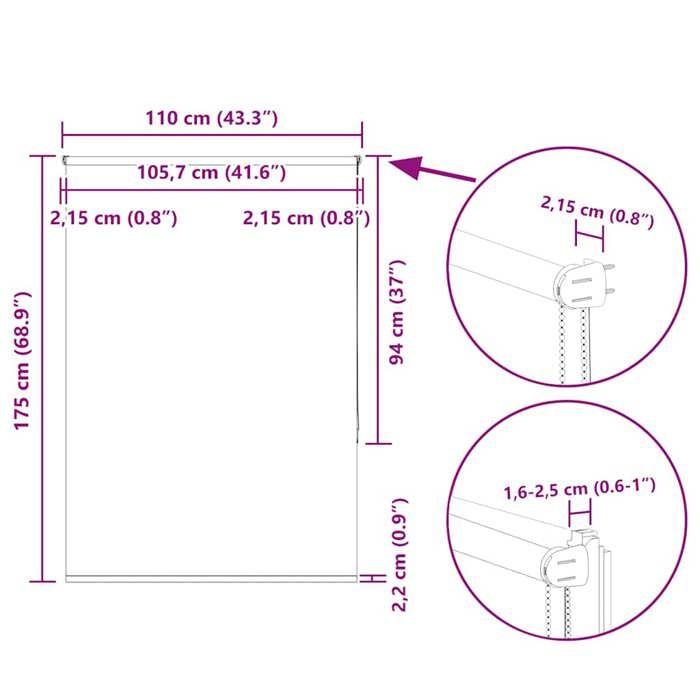 VidaXL Store enrouleur occultant blanc cassé 110x175 cm largeur tissu, store de jour et de nuit, store de cuisine, store 4011676