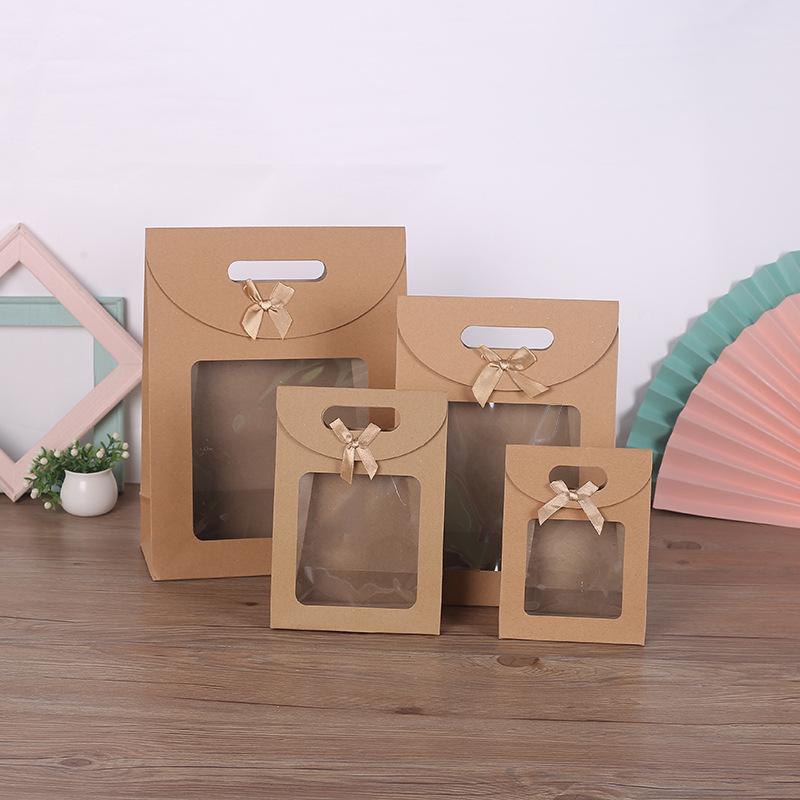 10pcs Black/white Transparent Windowed Gift Candy Cookie Wedding Boxes Eid Gift Bags Candy Cookie Bags Christmas Gifts