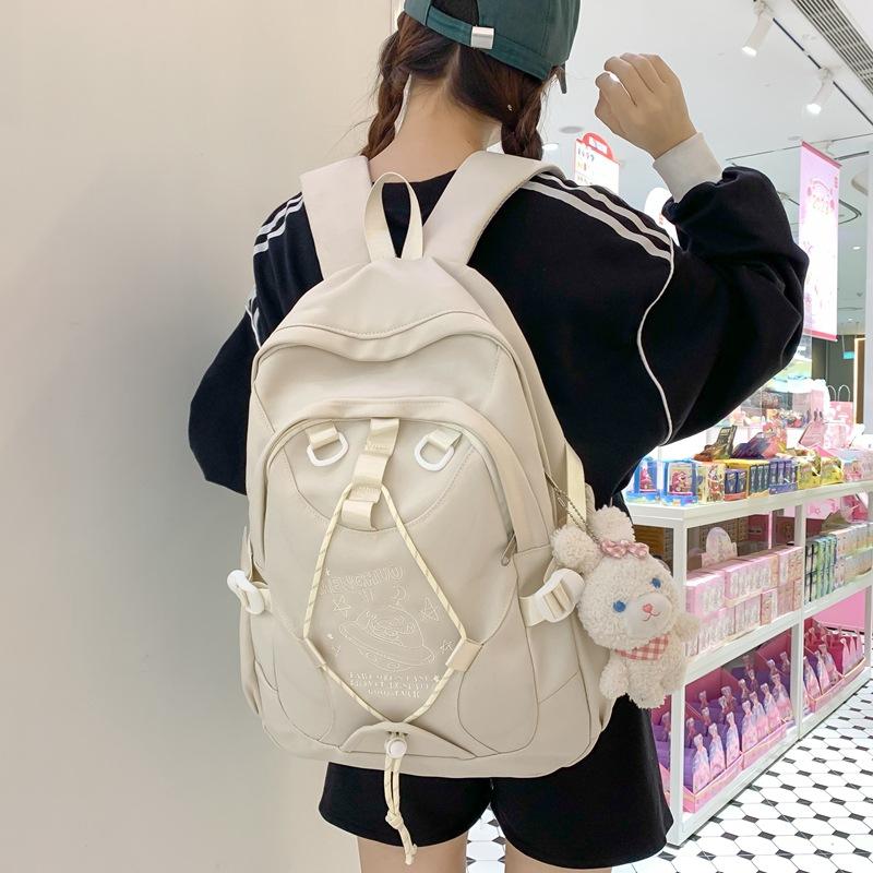 College style printing drawstring student schoolbag spring new large-capacity junior high school student backpack