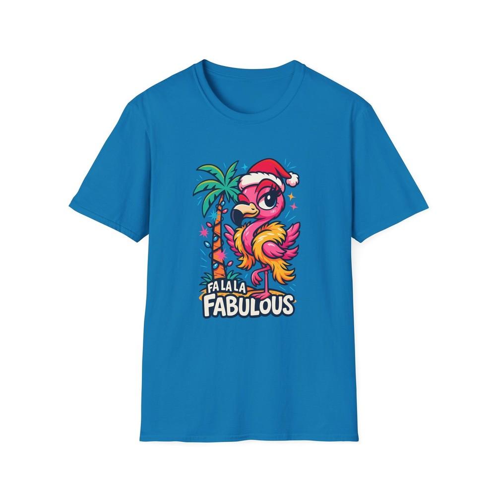 

Unisex Softstyle T-Shirt Chibi Flamingo Palm Tree Santa Hat Christmas Lights 4XL