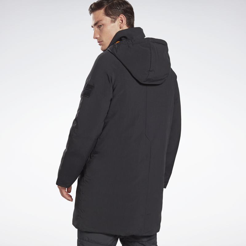 Reebok Running Series Solid Color Mid-Length Lightweight Warm Down Jacket Men Outerwear Black FU1696