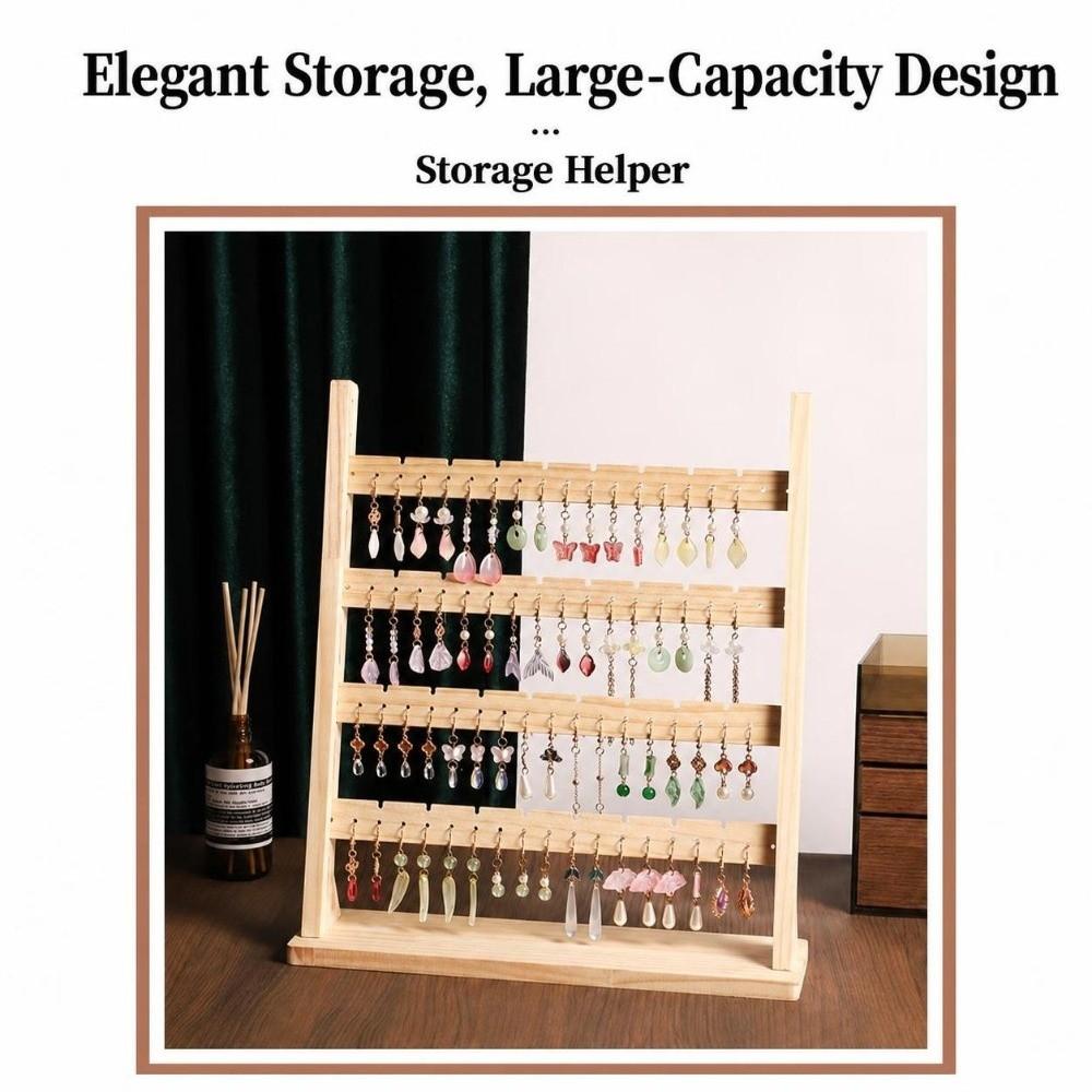 Wooden Earring Holder Organizer 4-layer Necklace Display Rack Jewelry Holder Display for Boutique