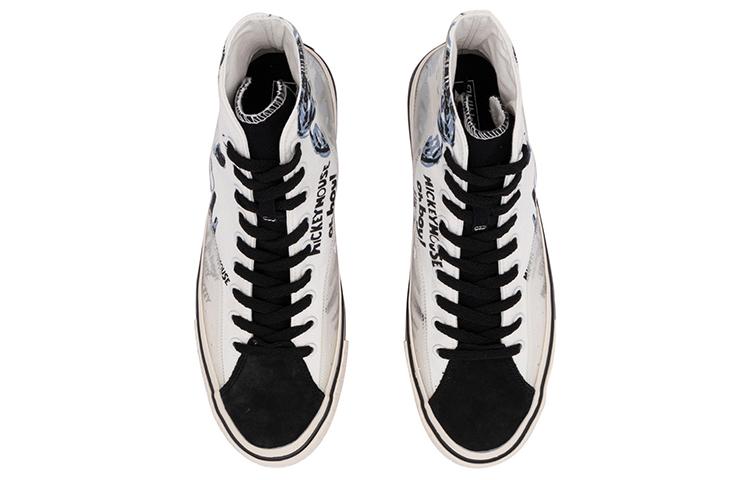 Disney X Li Ning Slip Resistant Abrasion Resistant Balance High Top Canvas Shoes Women's Black Beige White AGCQ324-1