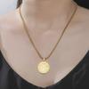 Guardian Angel Coin Pendant Necklace Stainless Steel Engraved Christian Catholic Protective Amulet Medal Jewelry For Men Women
