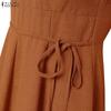ZANZEA Women Elegant Casual V-neck Summer Short Sleeve Dress