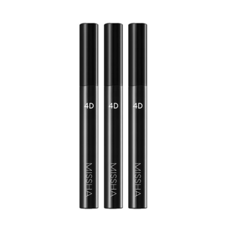 MISSHA 4D Mascara Black Volumizing Lengthening Curling Lash Mascara Long Lasting Eye Makeup 7g x 3 pcs