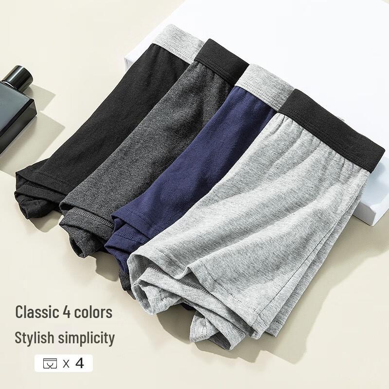 Langsha Men's Cotton Mid-Waist Boxer Briefs
