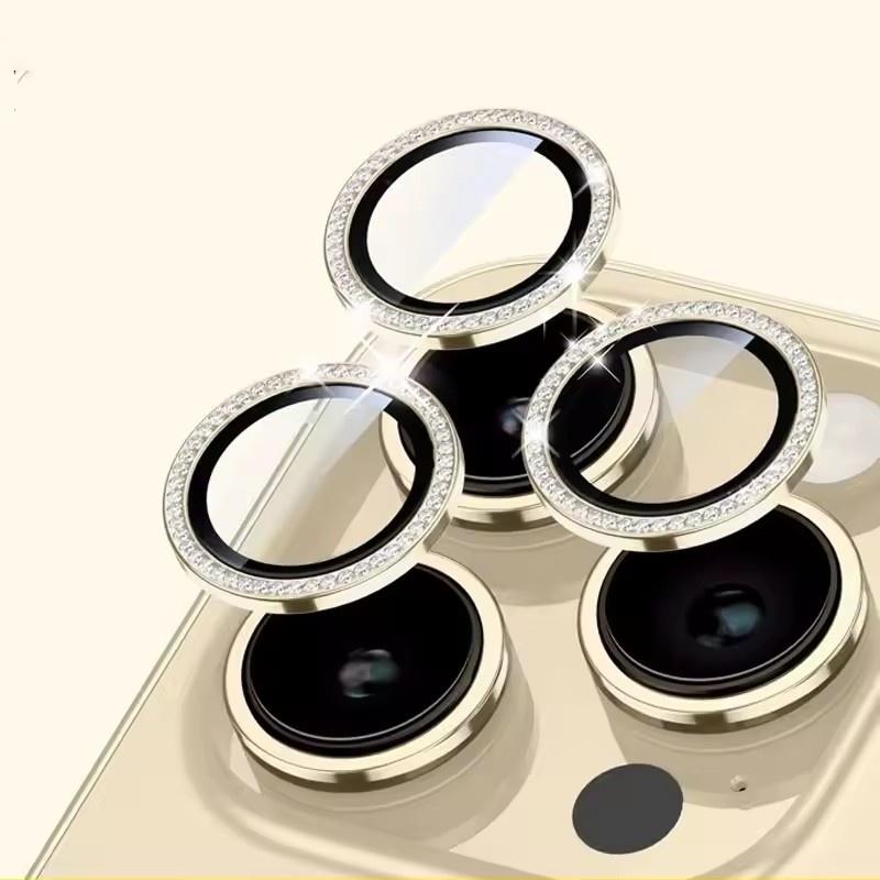 

Чехол-протектор для объектива камеры с блестящими бриллиантами для iPhone 16 15 14 13 11 Pro Max Plus Пленка-протектор экрана для iPhone 16E Pro iPhone 16 Pro Max золотой