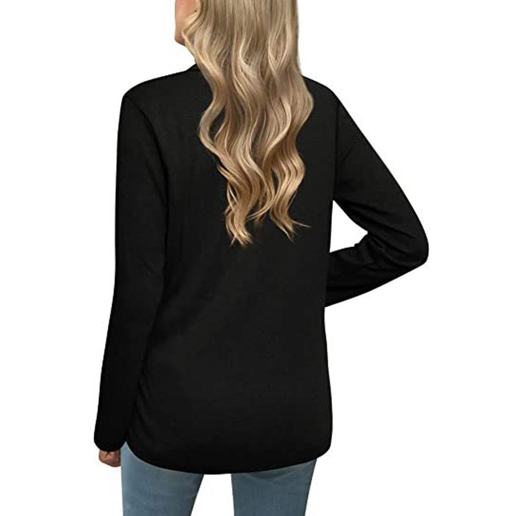 Women's Fashion Casual Round Neck Cross Pleated Loose Long Sleeve Top