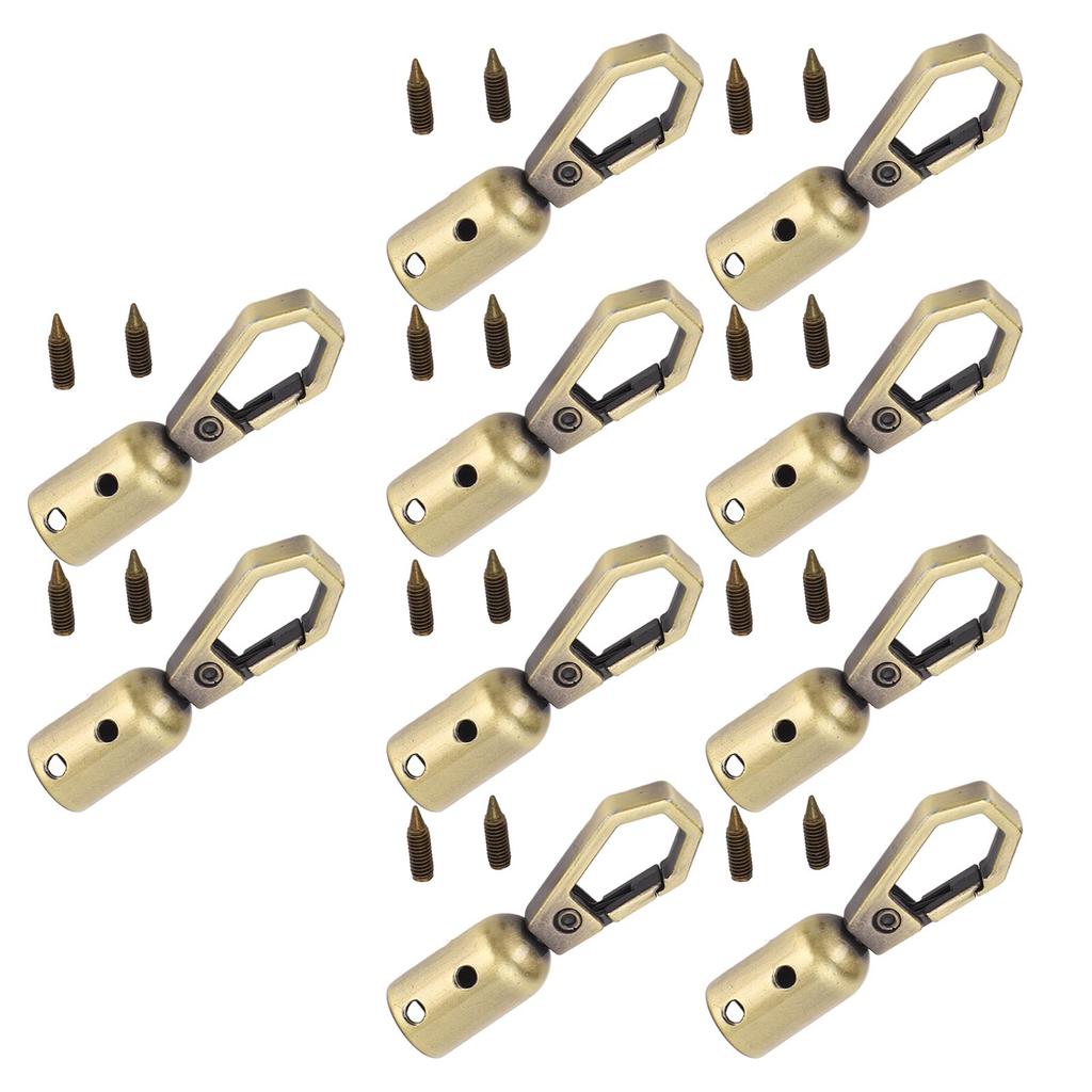 10 Conjuntos Gancho Mosquetão de Extremidade de Corda Liga de Zinco Furo 8mm Pendurar Sino Acessórios Mosquetão e Parafusos 10mm para