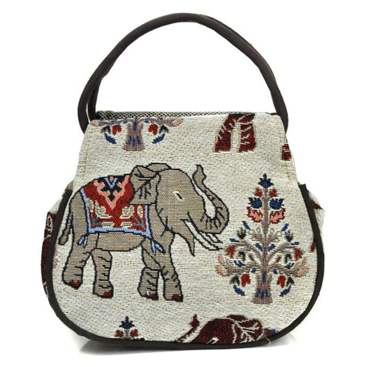 Bohemian Style Mini Woven Cloth Bag With Zipper Pocket For Casual Travel