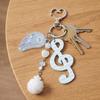 Cute Round Dot Stripe Music Note Star Keychain Acrylic Alloy Key Organiser Charm Versatile Decorative For Bag Wallet