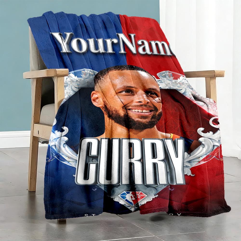 Curry Personalized Text Blanket Throw Customizable Blanket Durable Comfort Versatile For Nap Seaside Picnics Bed Allseason Use