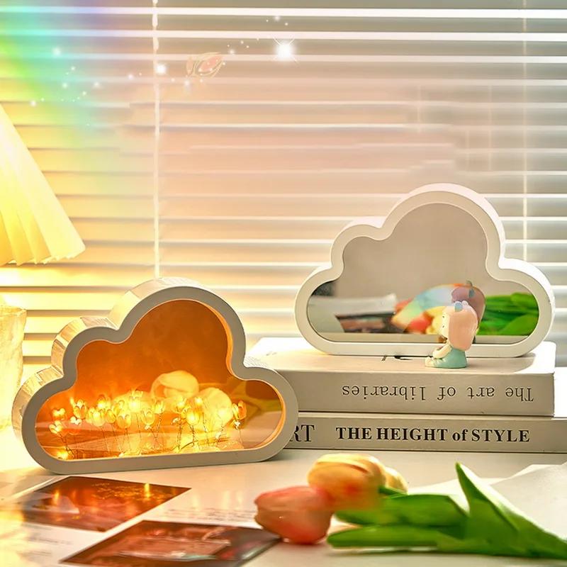 Beautiful Color Ins Night Light Cloud Shape Desktop Decorative Lights Push Button Tulip Flower Sea Lantern Lighting Durable