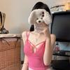 Summer sexy solid color lace cross sling vest women with chest pad inside and outside wear slim and slim back top