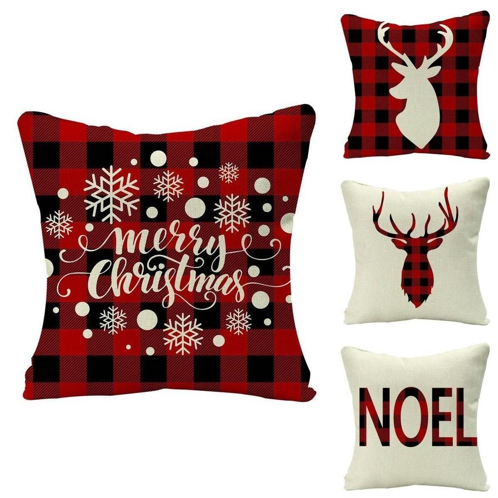 Federa per Cuscino Natalizia con Adorabile Design di Renne e Fiocchi di Neve