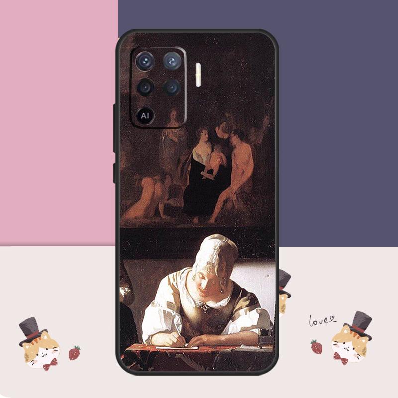 Johannes Vermeer Case For Oppo A38 A58 A78 A98 A54 A74 A94 A18 A57 A17 A77 A80 A60 A40 A96 A76 A16 A15 A5 Pro