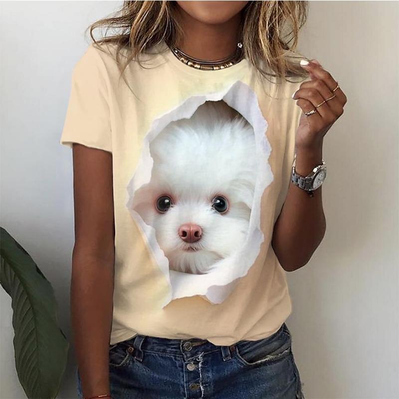 3d Kawaii Cat Print Tshirts Women's T Shirts Funny Fashion Short Sleeve Top Women Y2k Oversized Female Clothing Aesthetics Tees