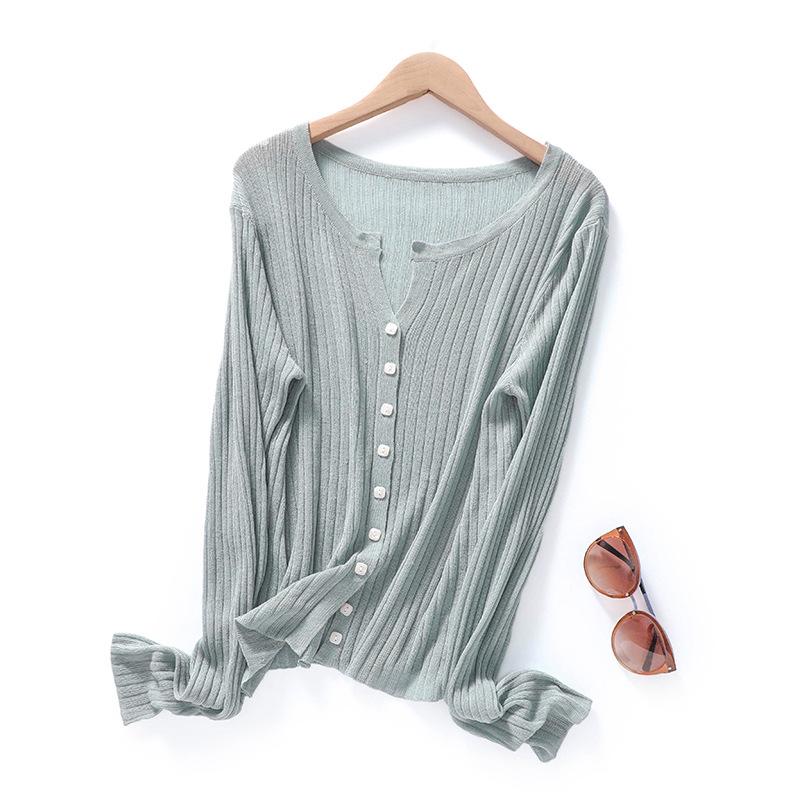 Updated Linen Cardigan Womens Jacket V-neck Base Knit Sweater Korean Style Commuting Stylishable Sweater Comfortable Fit Top