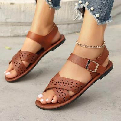 Plus Size Shoes Female Open Toe Women's Sandals Outdoor Casual Sandals Women Round Toe Buckle Strap Flat with Shoes Women
