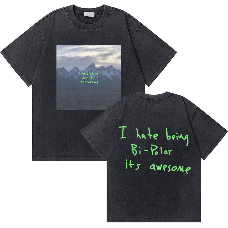 

Washed Vintage Rapper Kanye West Graphic Tshirts Mens High Quality Tshirt Men Hip Hop Fashion Oversized T Shirts Streetwear S