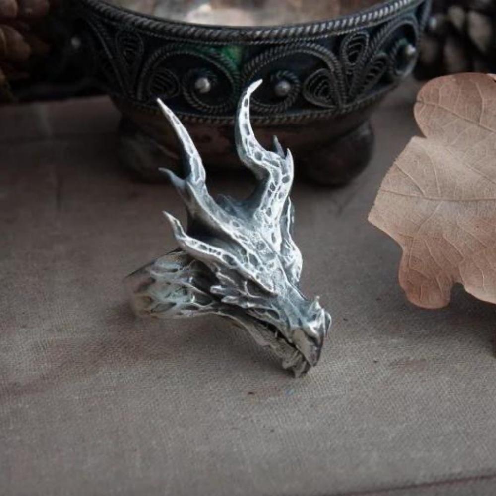 Anello Retro Testa di Drago Osso Nuovo Moda Europea e Americana Versatile Bello Personalità Stile Punk Gioiello Regalo