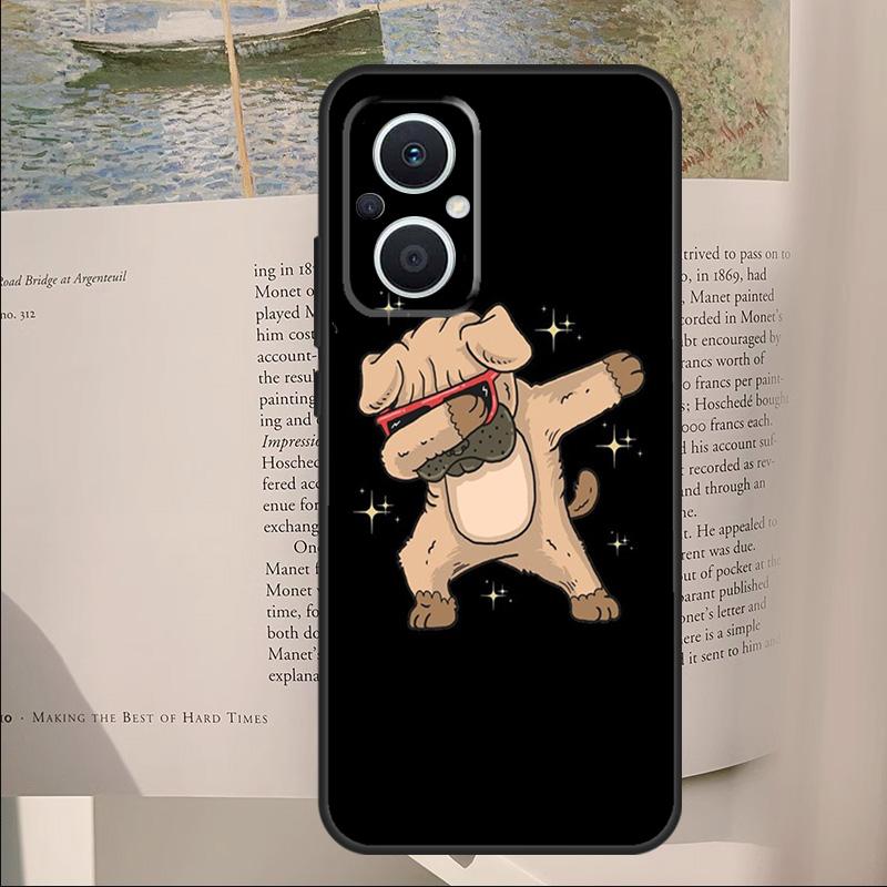 Cute Pug Dog Cover For OPPO Reno 7 8 Lite 11F 12F 13F 14F 10 11 12 13 14 Pro OPPO Find X6 X8 X9 Pro Case