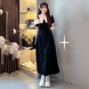 Fat Mm French Temperament Dress Women's Summer New Thin Waist Lapel Off-the-shoulder High-end Dress