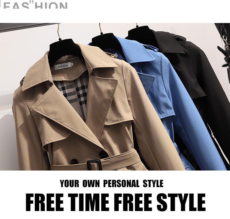 Women's Korean-Style Mid-Length Trench Coat - 2022 Autumn/Winter British Slim Fit Outerwear