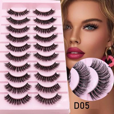 10 pairs3D Eyelashes, Three-dimensional Mink Hair, Exaggerated Messy Super Long False Eyelashes Lifelike Comfortable Makeup Tools.