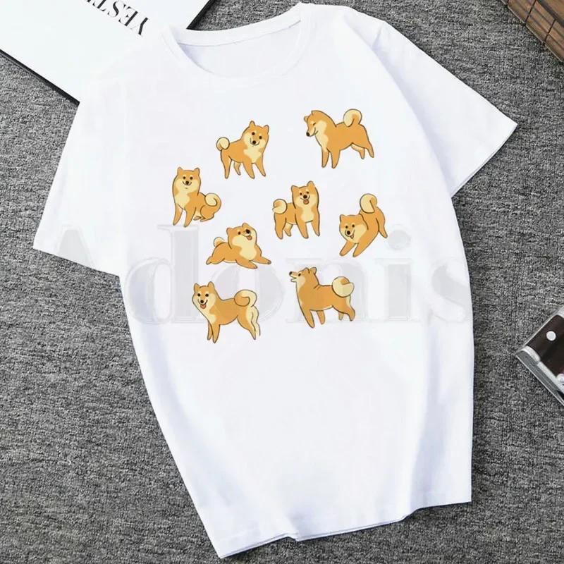 Funny Animal Dogs Kawaii Japanese Shiba Inu Women Cartoon Mom Summer Print Lady Tshirts Top T Shirt Ladies Womens Graphic