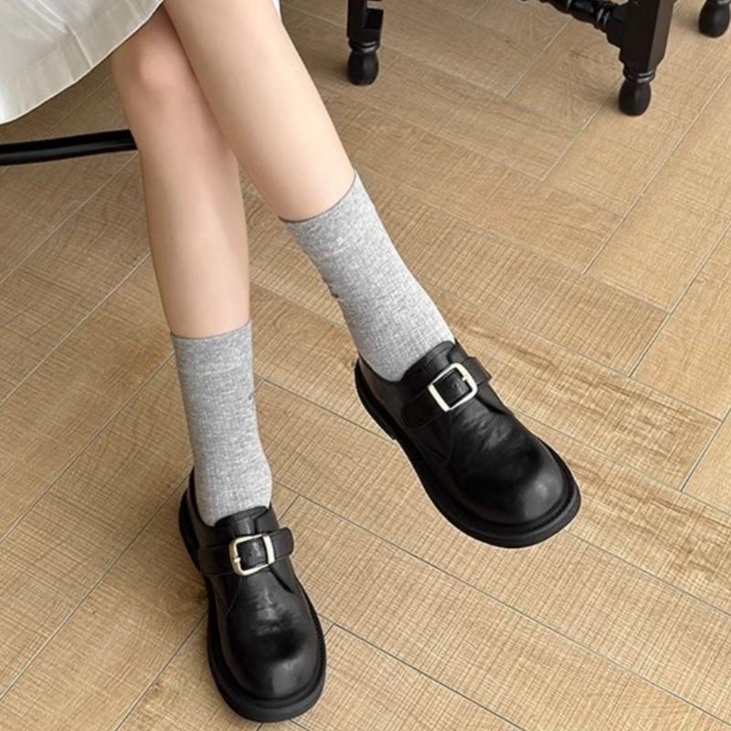 Fashion Women's Cowhide Metal Buckle Slip On Flats 2025 Spring Autumn Concise Leisure Flat Shoes High Quality Versatile Oxford Shoes